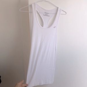 NWOT ASICS White Ribbed Fitted Racerback Tank, S
